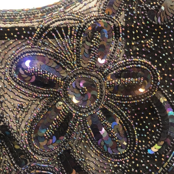 Black iridescent sequined shawl collar - Picture 2 of 4